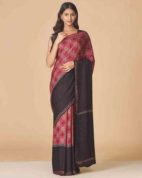 printed viscose ajrakh saree