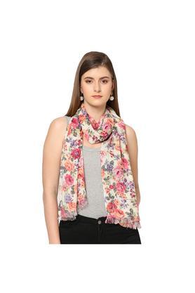 printed viscose rayon regular fit womens casual scarf - cream