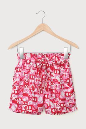 printed viscose regular fit girls shorts - multi
