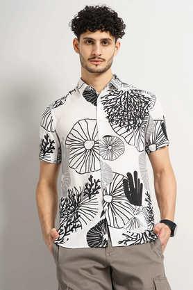 printed viscose regular fit men's casual shirt - white