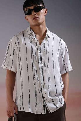 printed viscose regular fit men's casual wear shirt - white