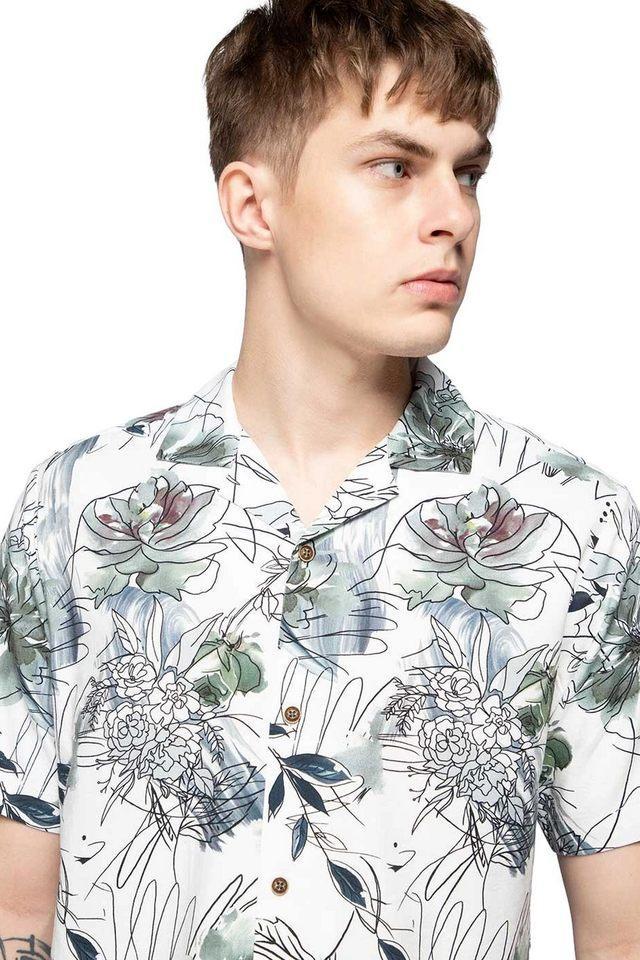 printed viscose regular fit mens casual shirt