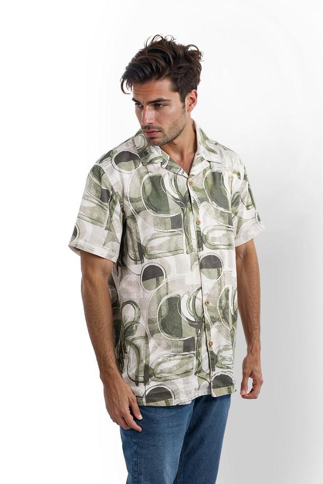 printed viscose regular fit mens casual shirt