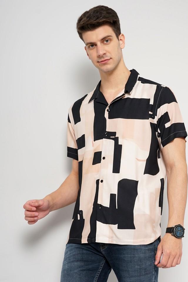 printed viscose regular fit mens casual shirt