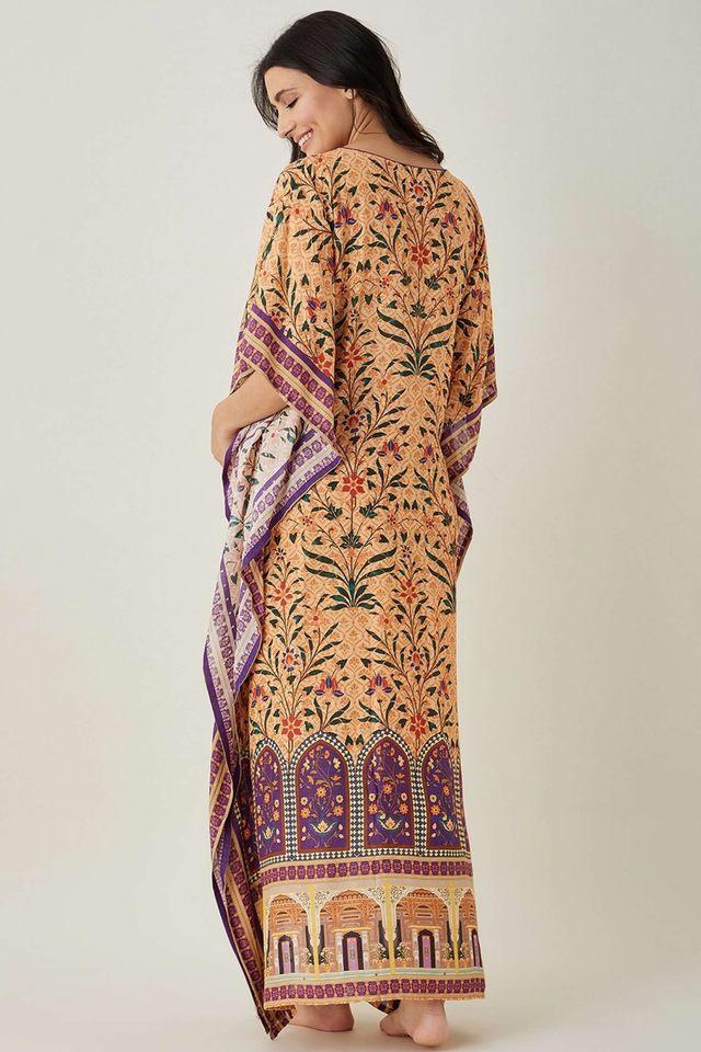 printed viscose regular fit womens kaftan