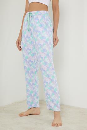printed viscose women's casual wear pyjama - blue