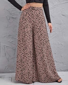 printed wide leg trousers