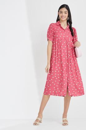 printed women's midi dress - pink