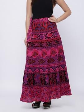 printed wrap skirt with tie-up