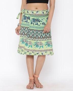 printed wrap skirt