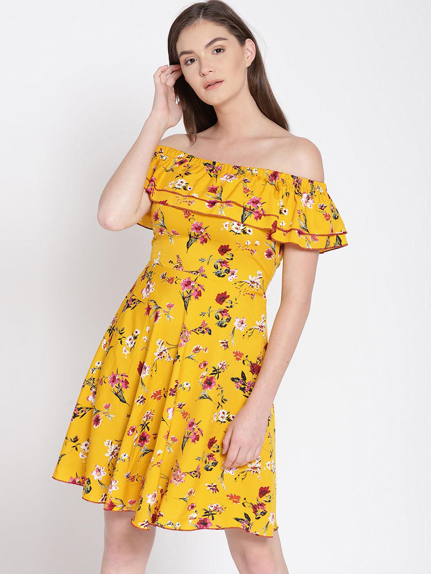 printed yellow dress