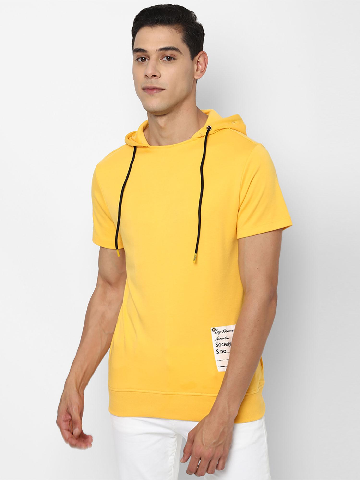 printed yellow graphic hoodie