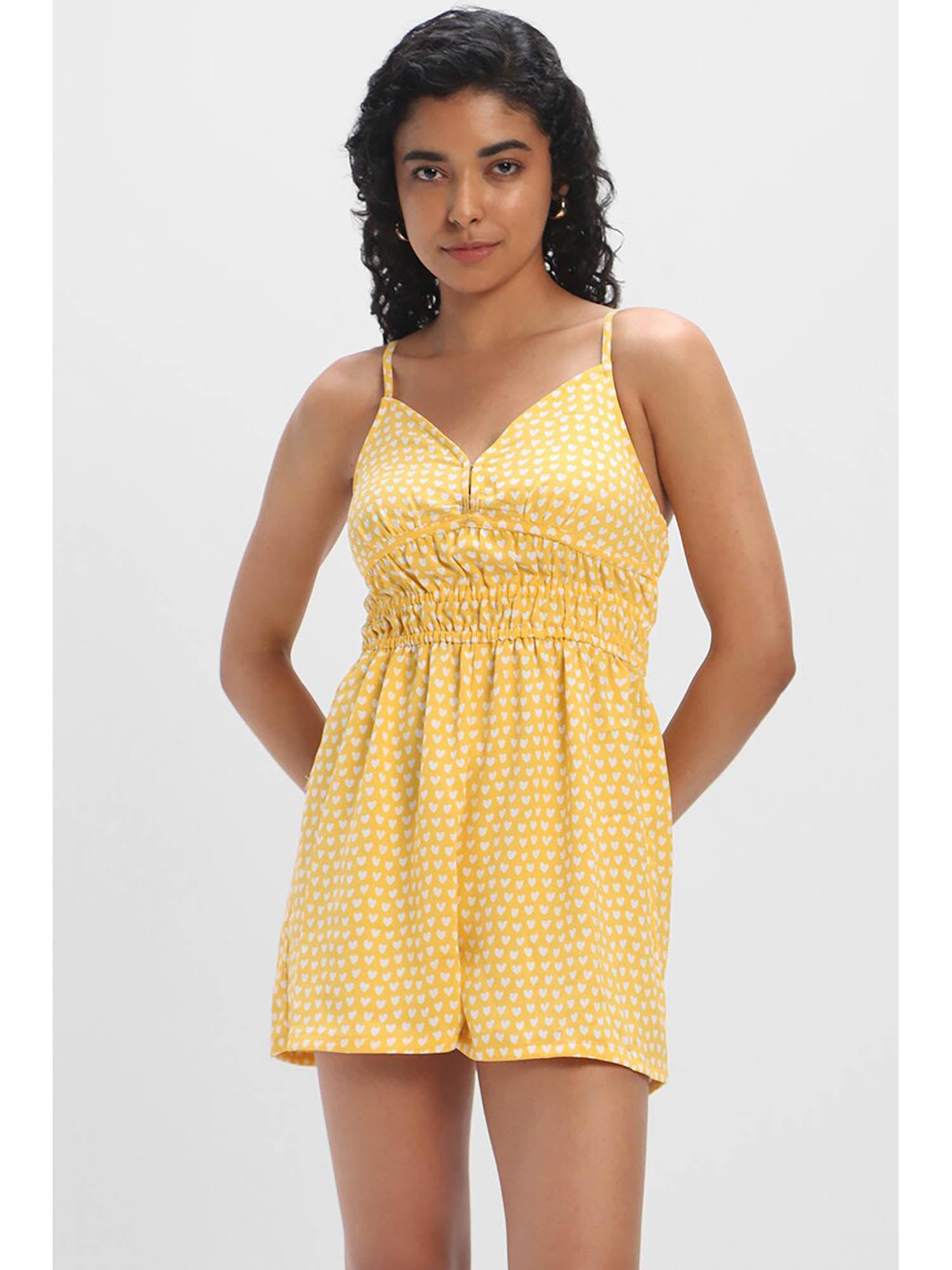 printed yellow rompers