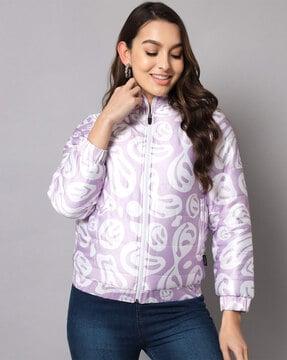 printed zip-front bomber jacket