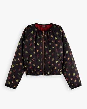 printed zip-front reversible bomber jacket