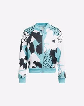 printed zip-front track jacket