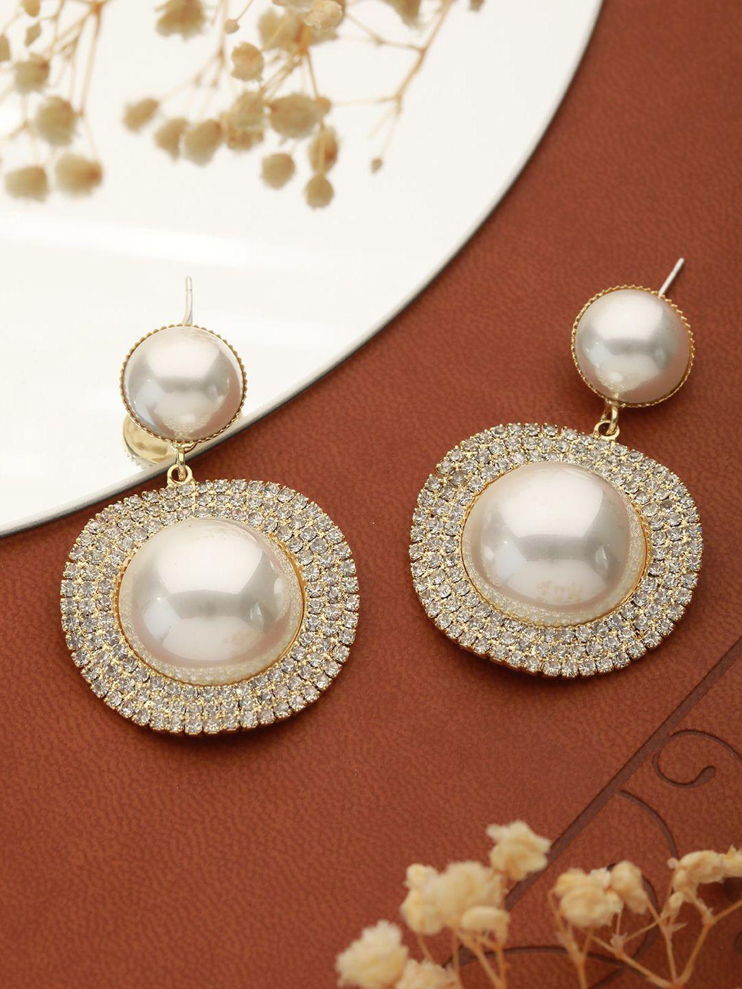 prita by priyaasi gold-plated circular shaped drop earrings