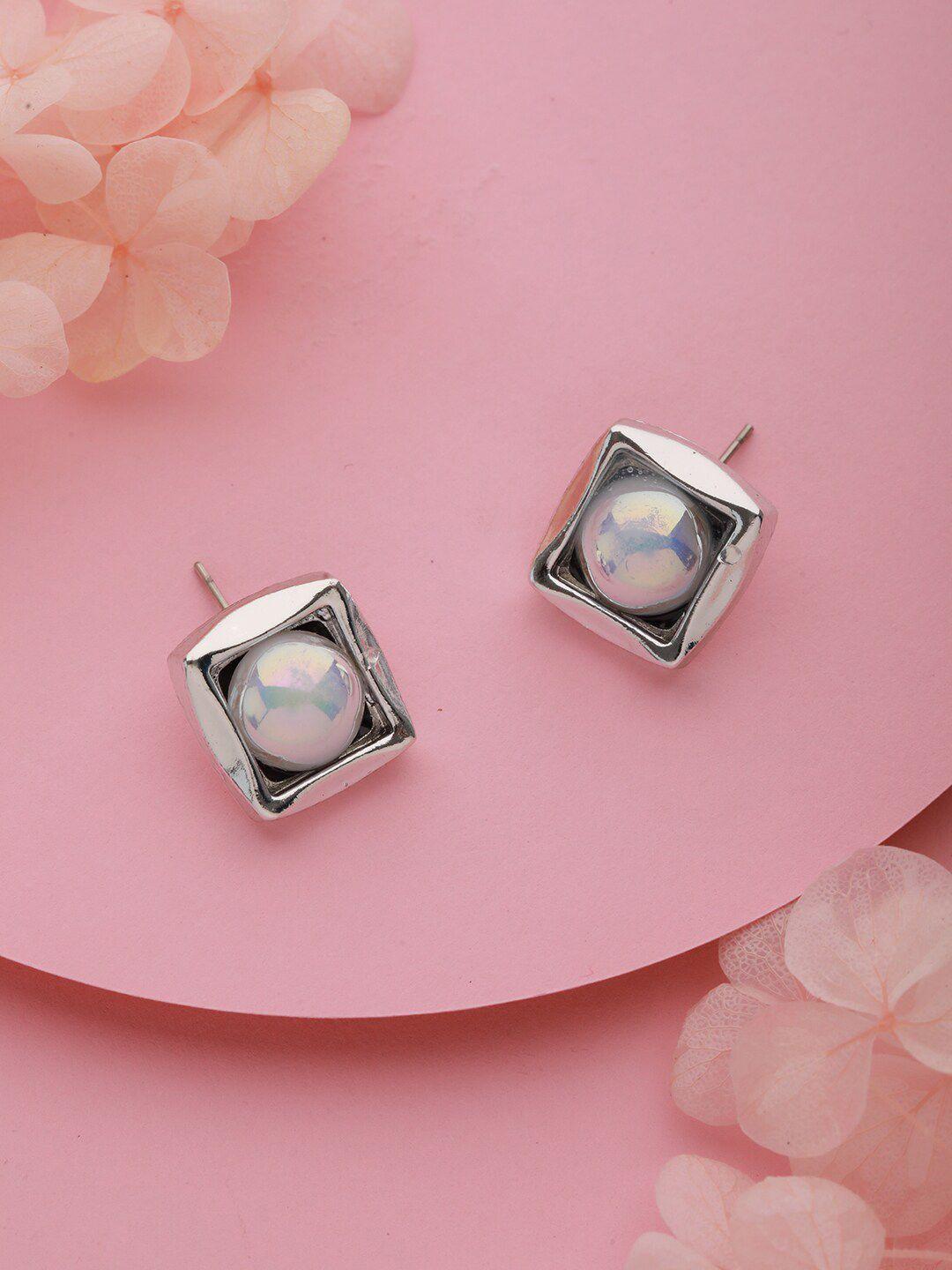 prita by priyaasi silver-toned square studs earrings