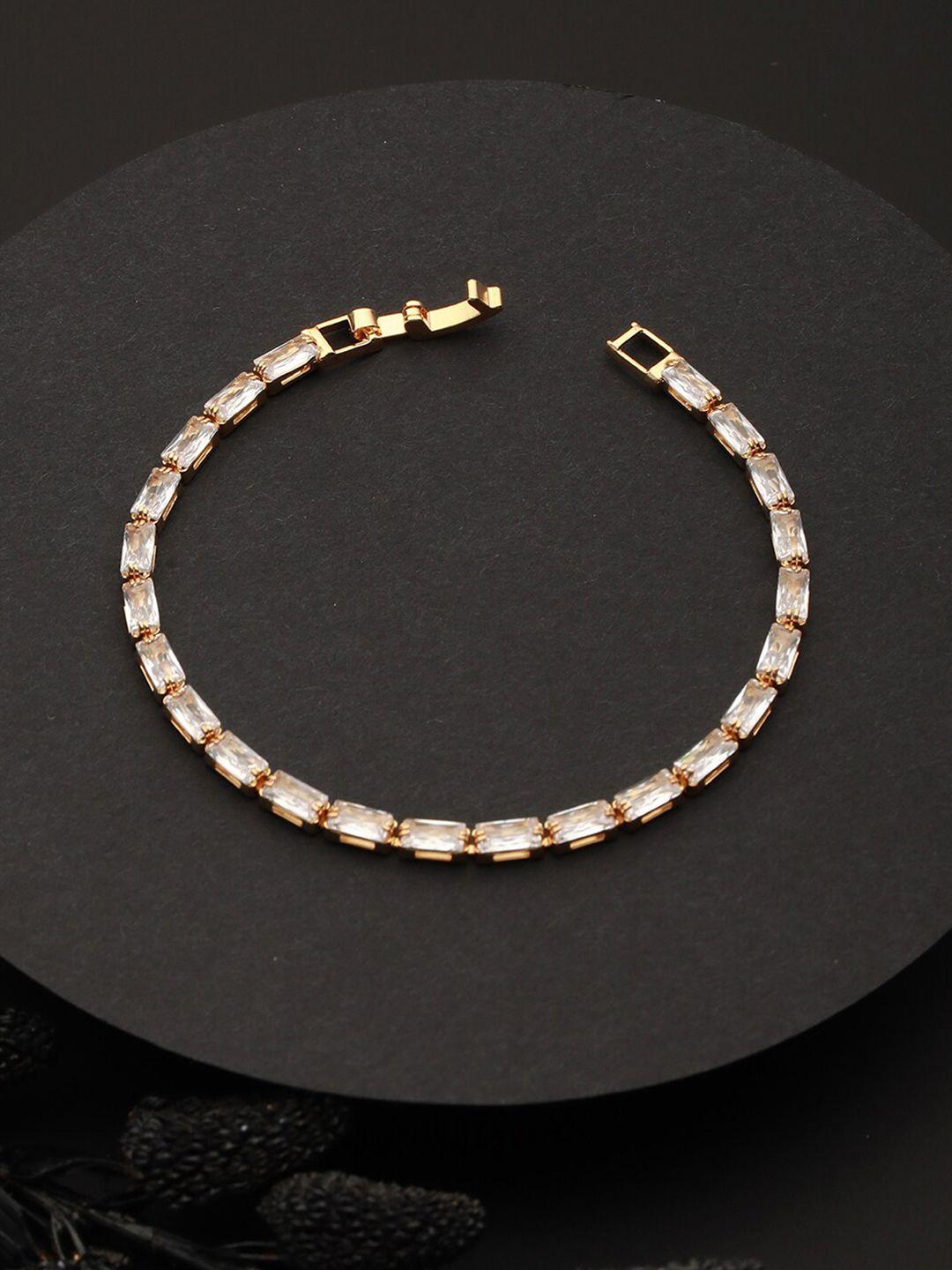 prita by priyaasi women gold-toned & white american diamond gold-plated link bracelet