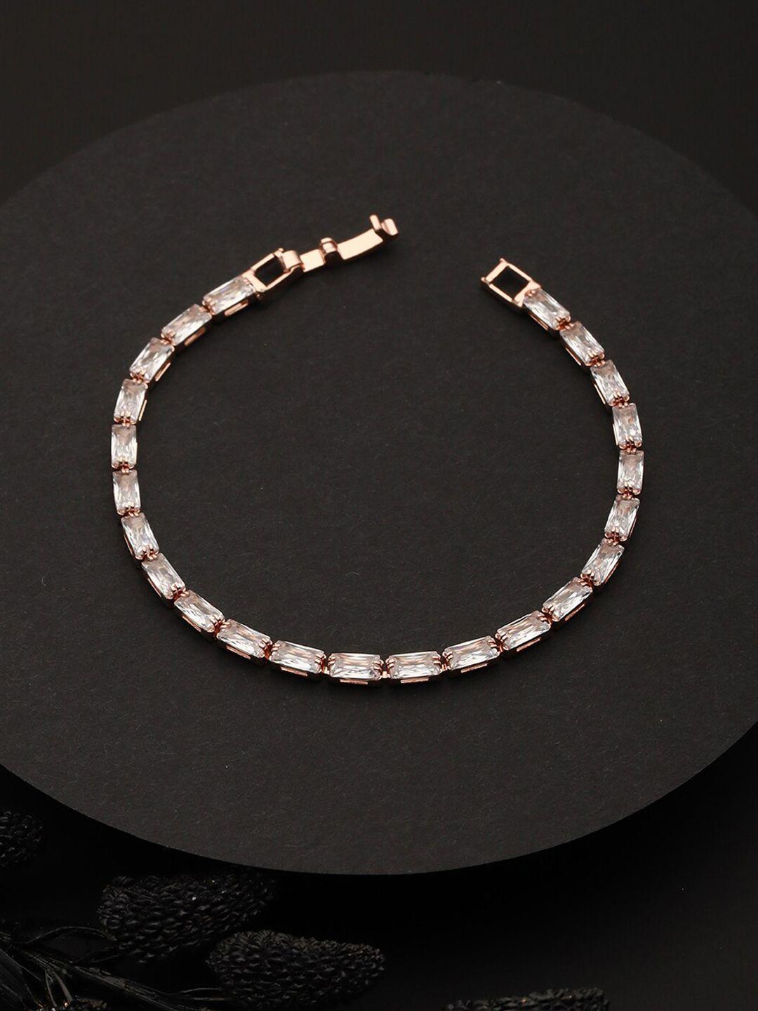 prita by priyaasi women rose & white american diamond rose gold-plated link bracelet