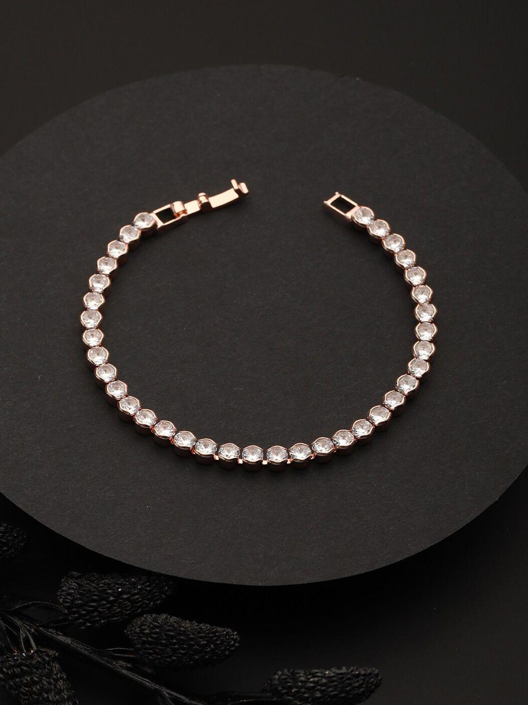 prita by priyaasi women rose gold & white american diamond rose gold-plated link bracelet