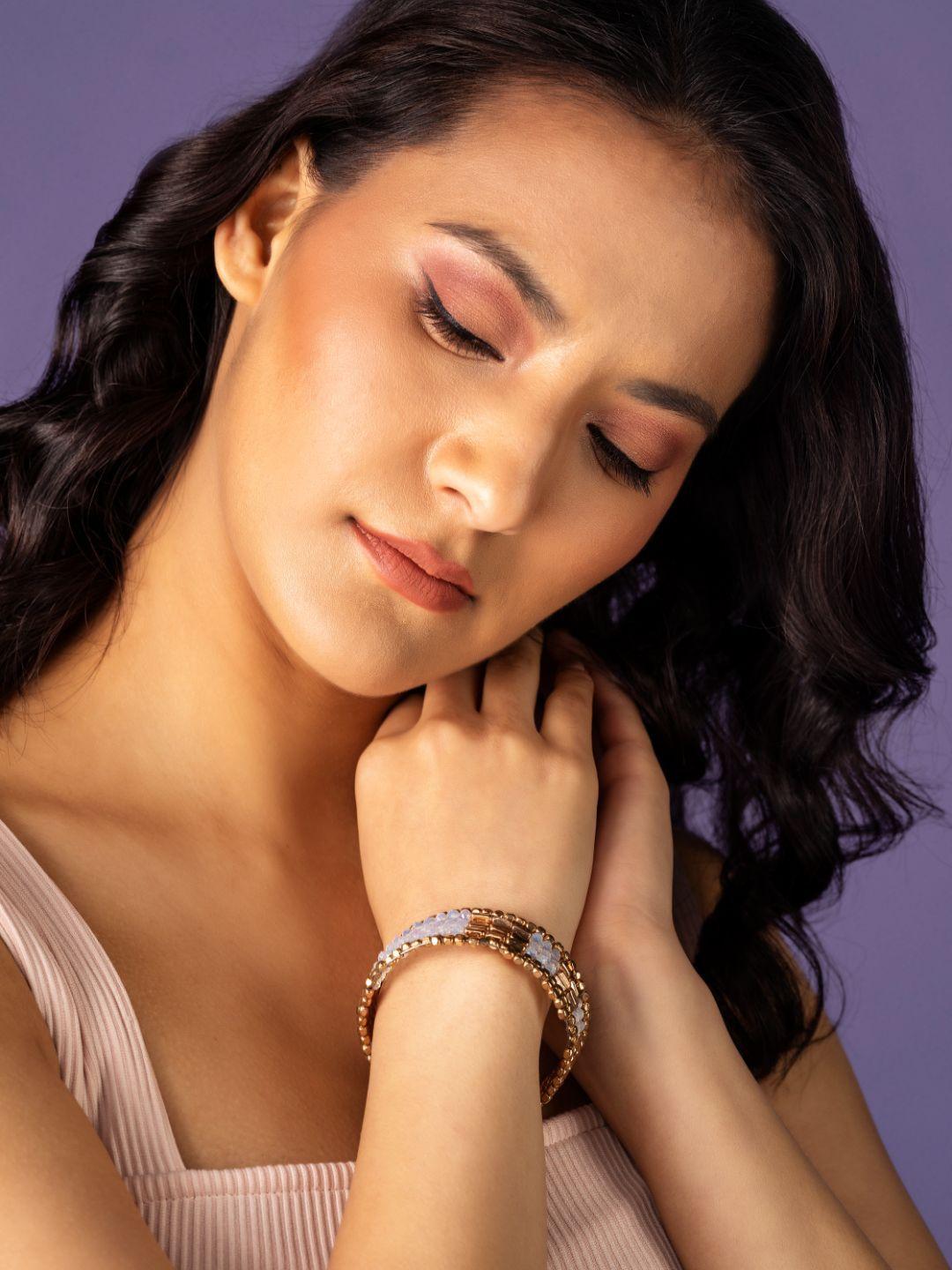 prita by priyaasi women rose gold-plated cuff bracelet