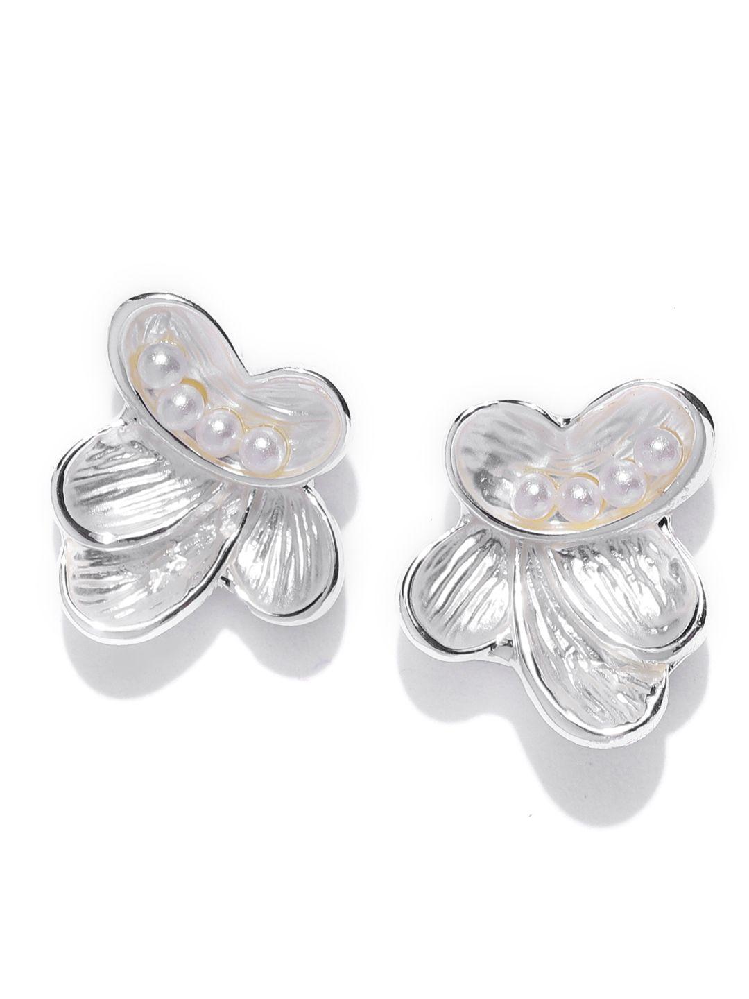 prita off-white silver-plated handcrafted contemporary studs