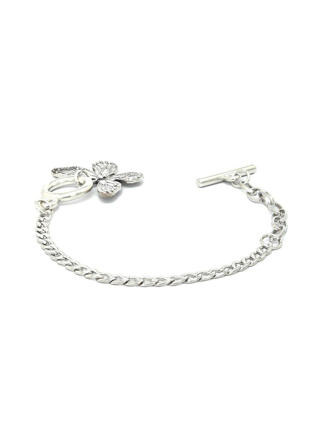 prita women silver-plated brass butterfly link bracelet