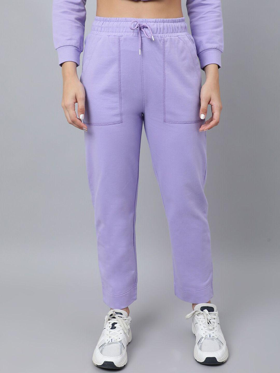 pritla women lavender solid organic cotton track pants