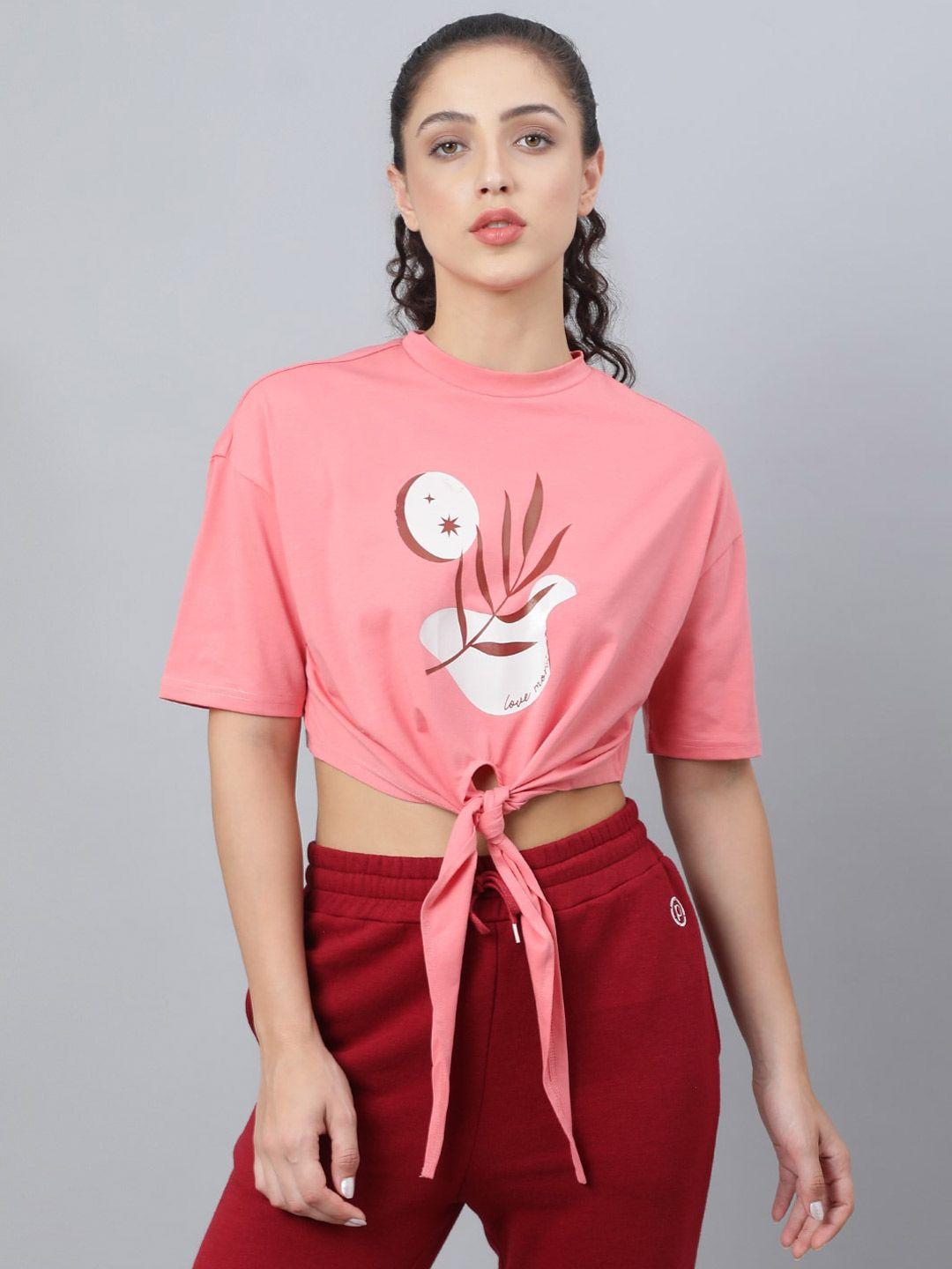 pritla graphic printed organic cotton tie-up crop top