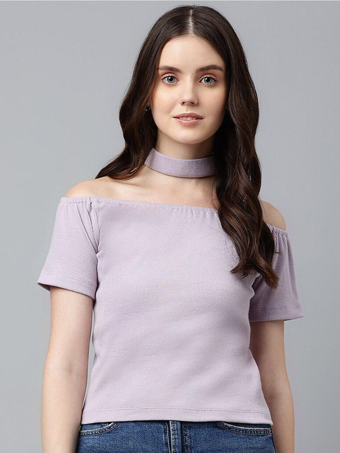 pritla purple off-shoulder organic cotton top