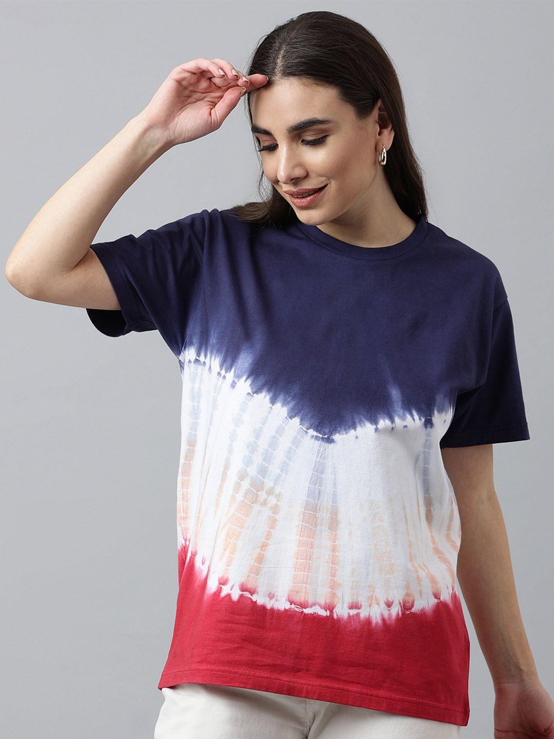 pritla tie and dye round neck pure cotton t-shirt