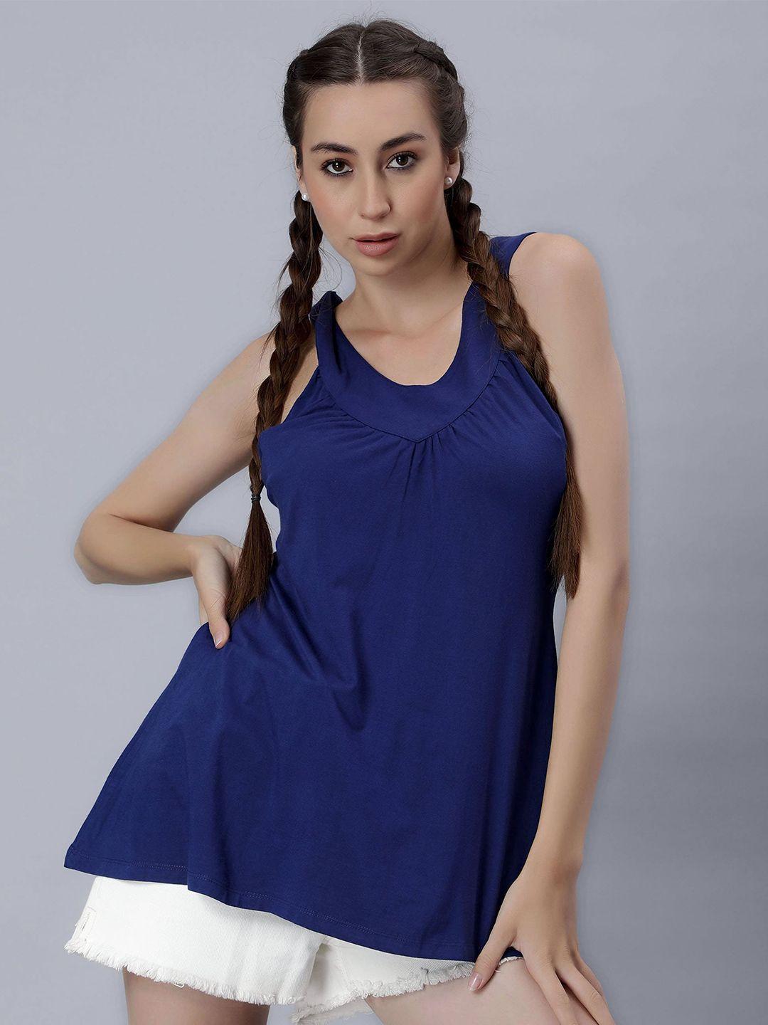 pritla v-neck sleeveless cotton a-line top