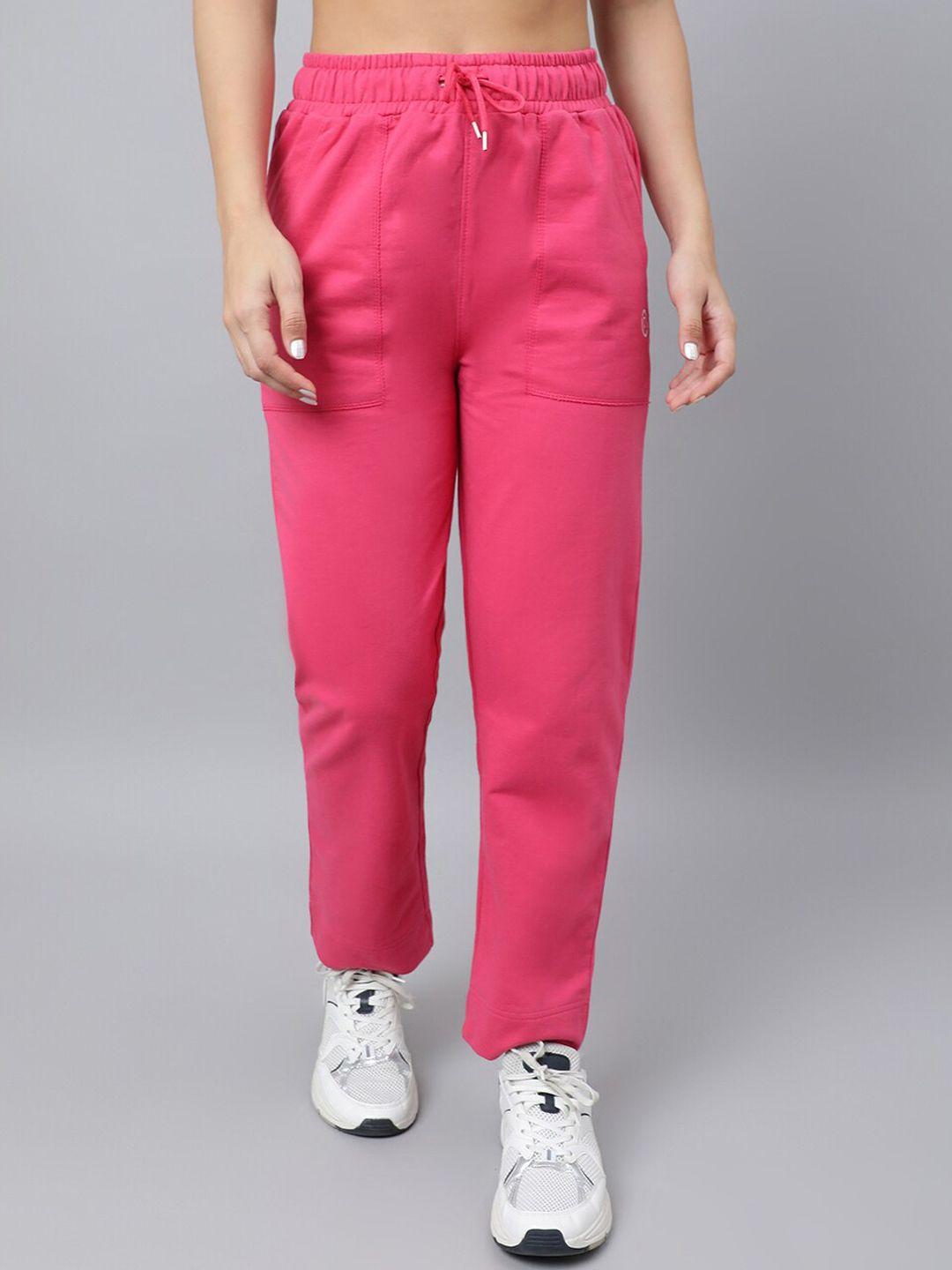 pritla women pink solid organic cotton track drawstring pants