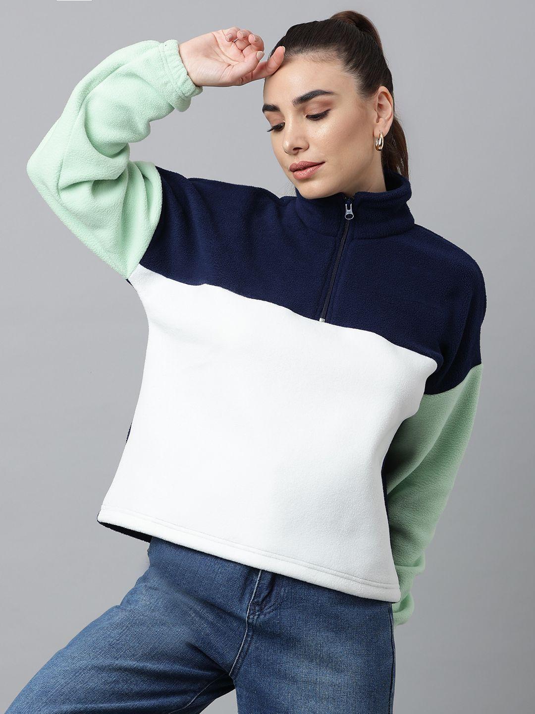 pritla women white colourblocked sweatshirt