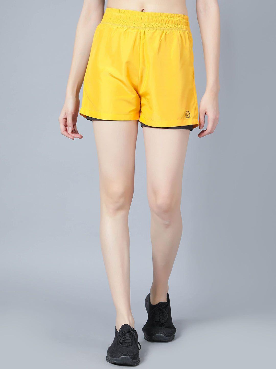 pritla women yellow training or gym shorts