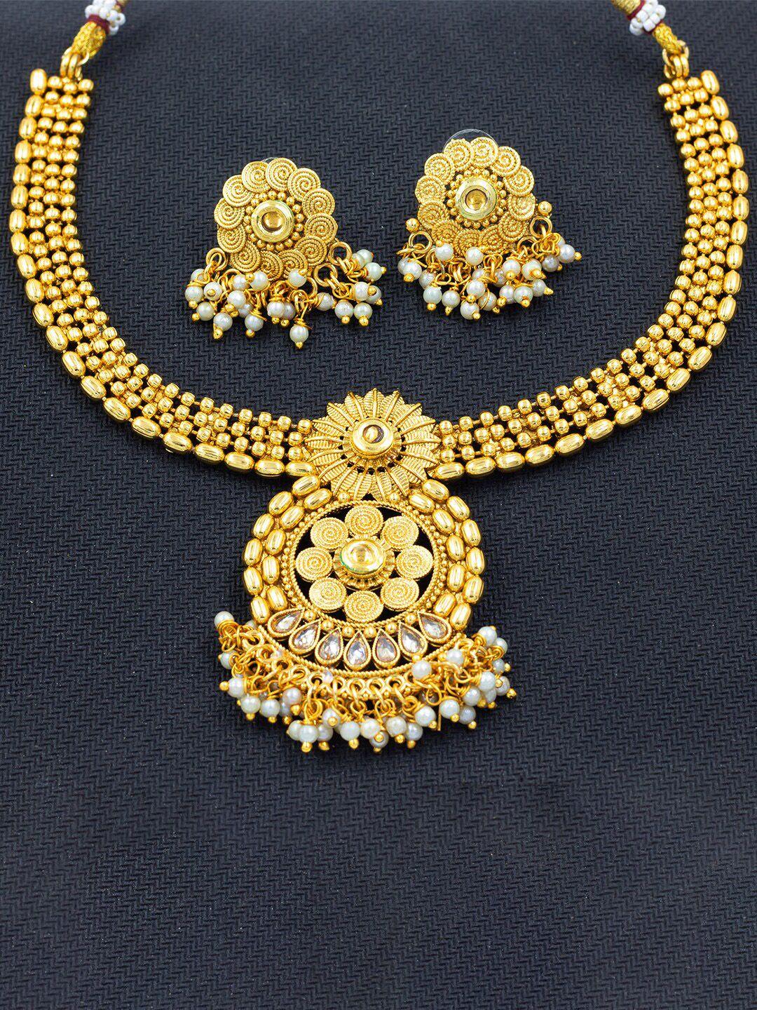 priviu gold-plated beaded necklace & earrings