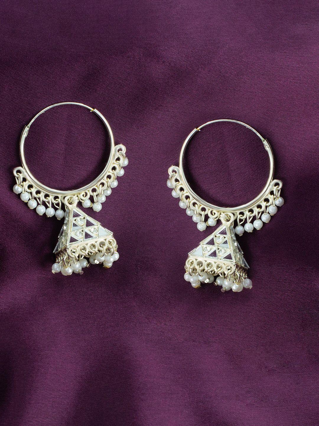 priviu gold-toned triangular jhumkas earrings