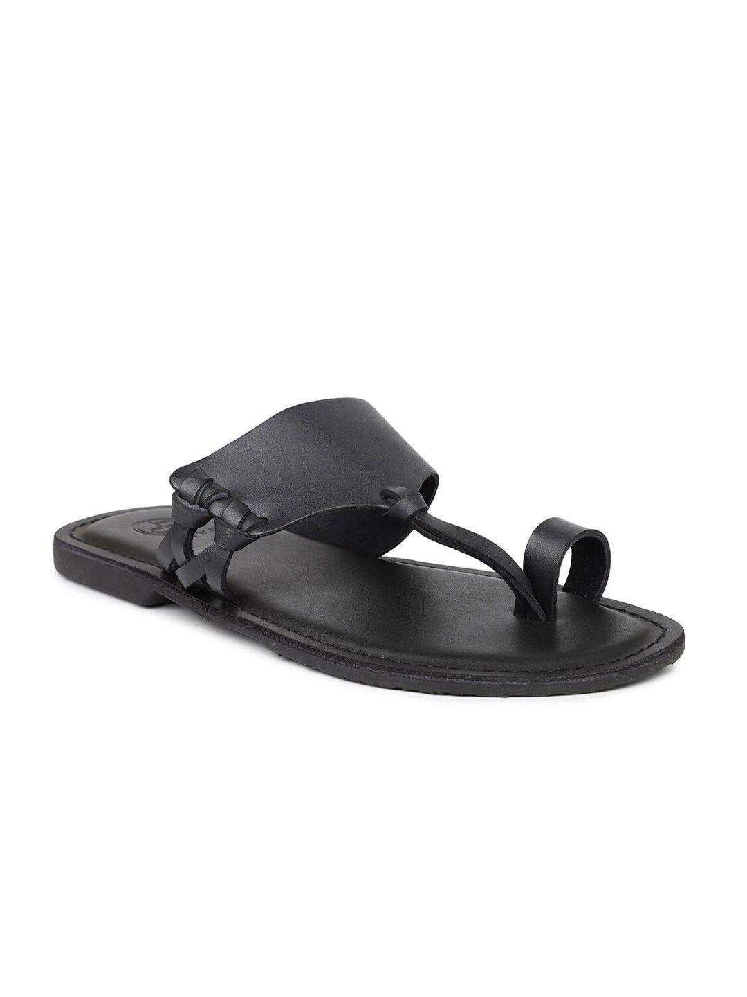 privo men black solid leather comfort sandals