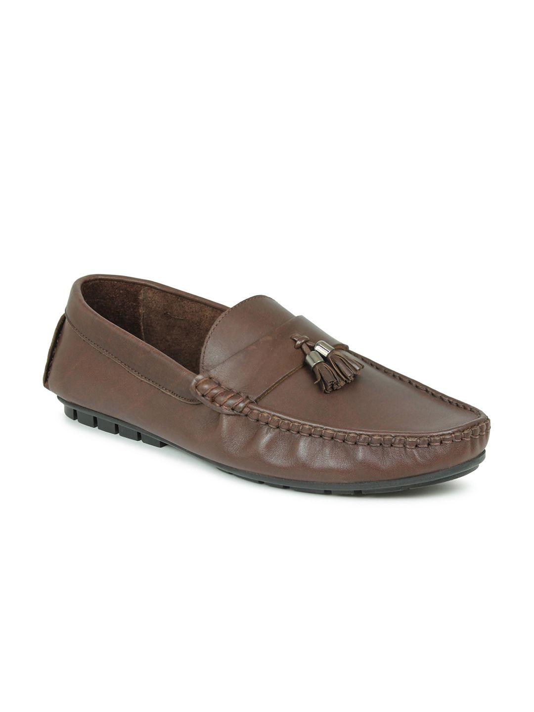 privo men brown leather loafers