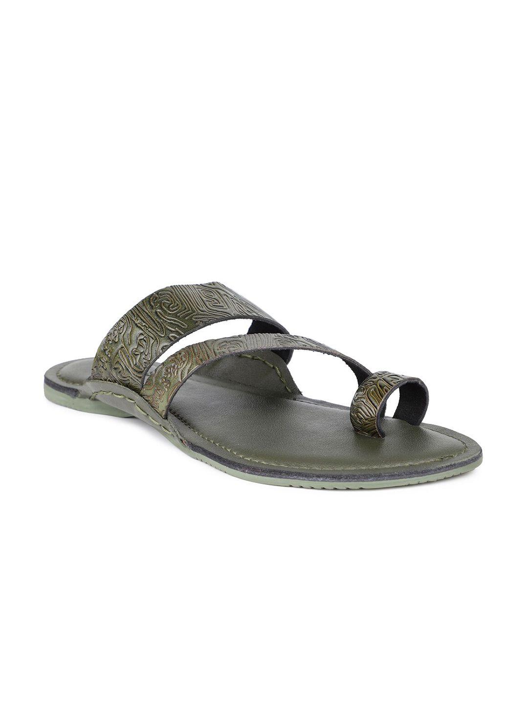privo men green leather comfort casual thong sandals