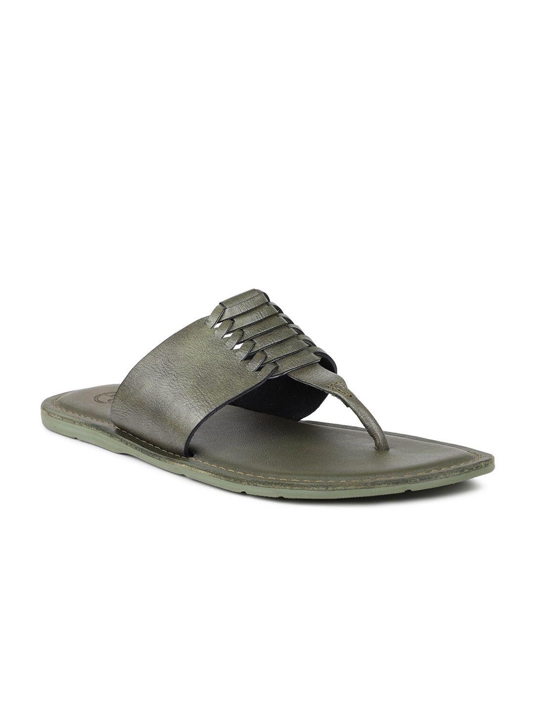 privo men olive green leather comfort sandals