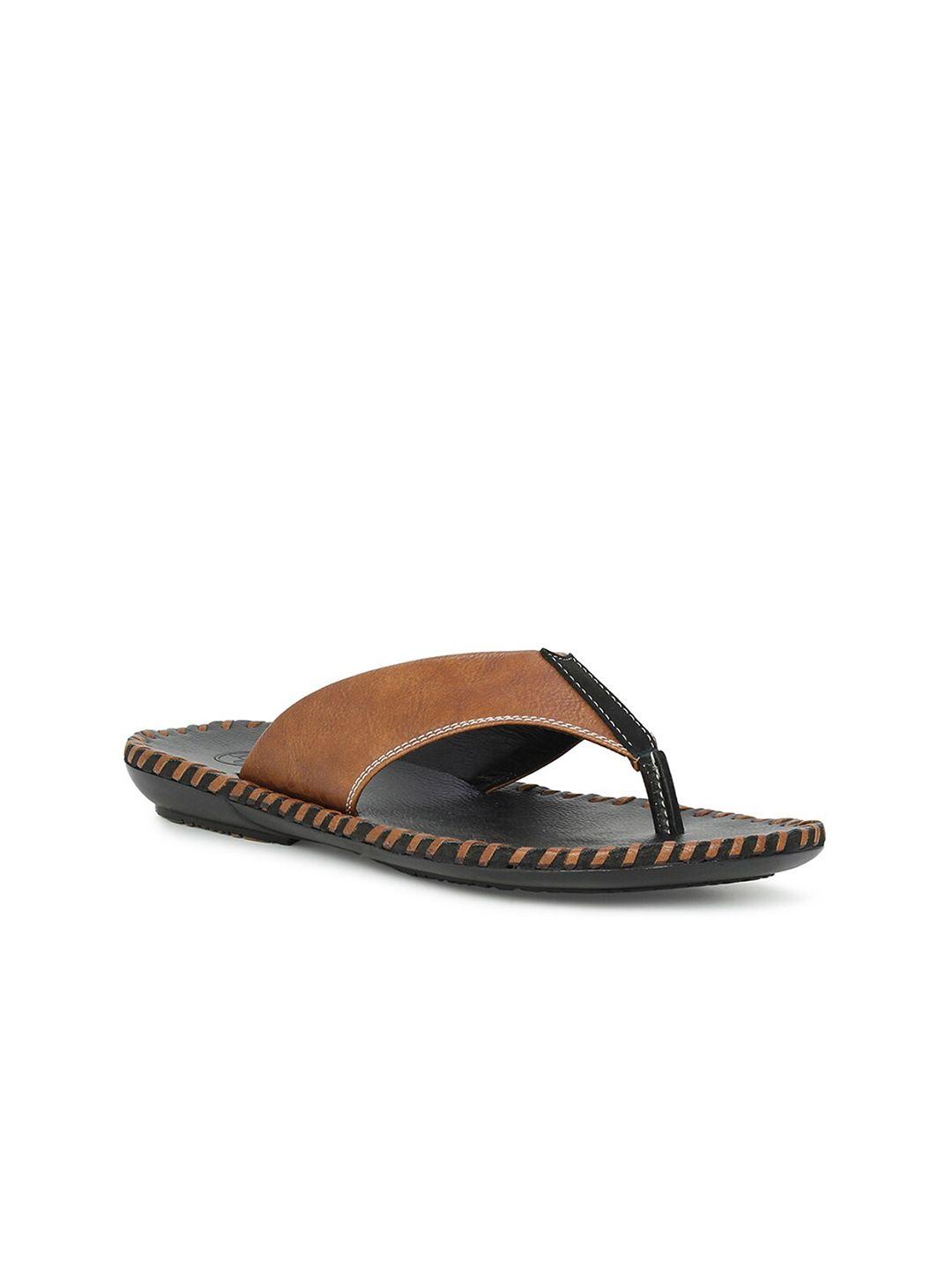 privo men tan & black leather comfort sandals