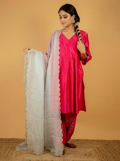 priya chaudhary pink meenu chanderi silk kurta with pants