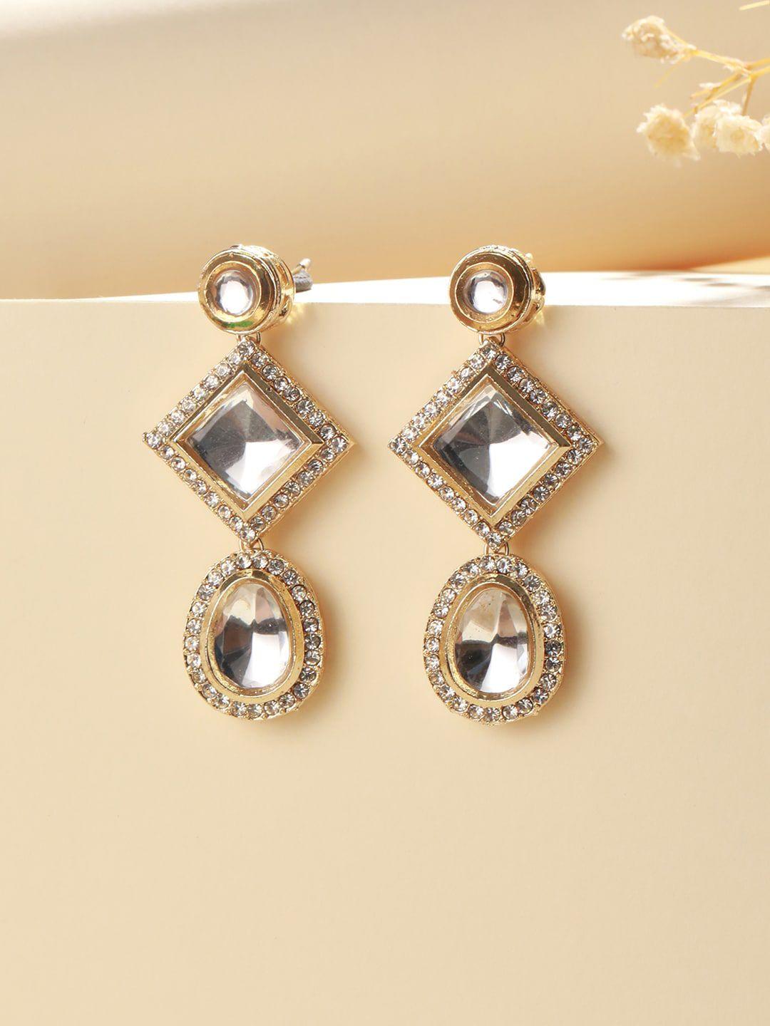 priyaasi gold-plated contemporary drop earrings
