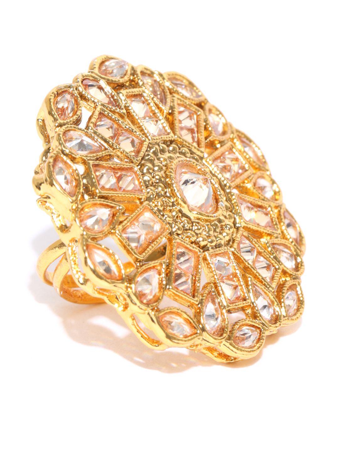 priyaasi gold-plated kundan adjustable ring