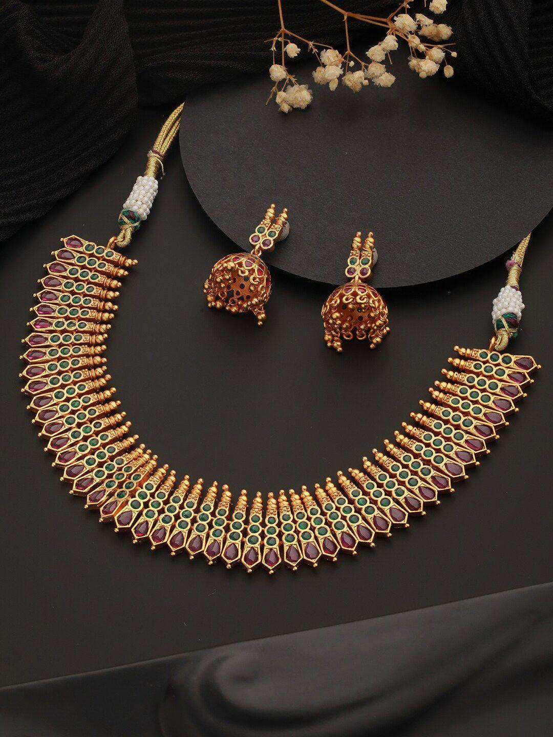 priyaasi gold-plated stone-studded jewellery set