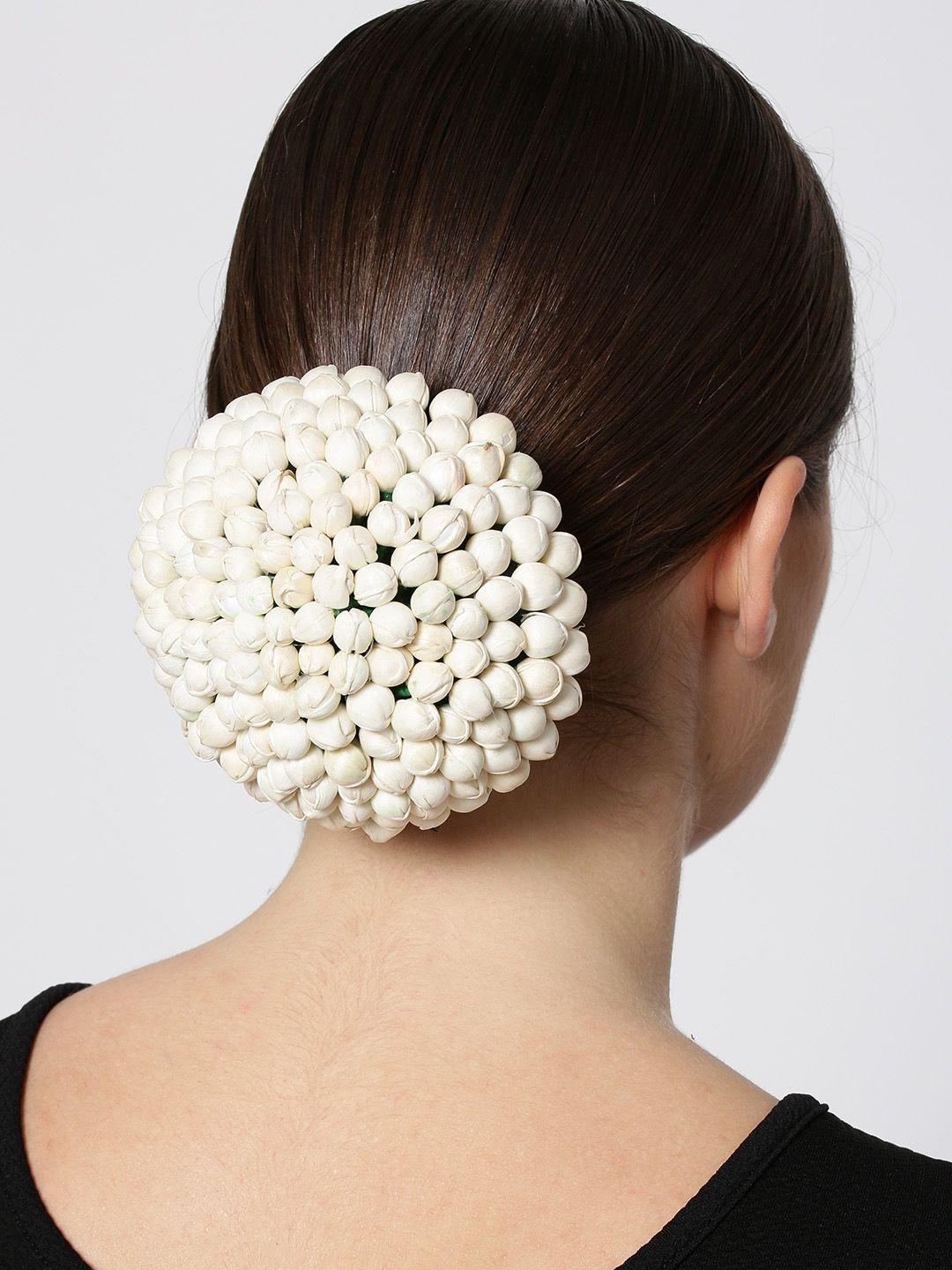 priyaasi off-white floral designed hair bun cover