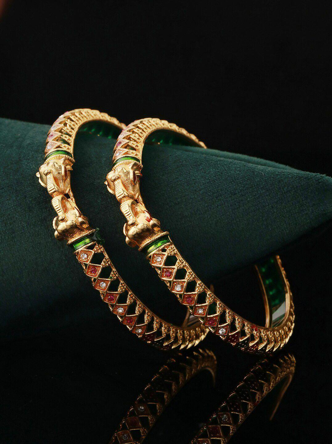 priyaasi set of 2  gold-plated stones-studded bangles