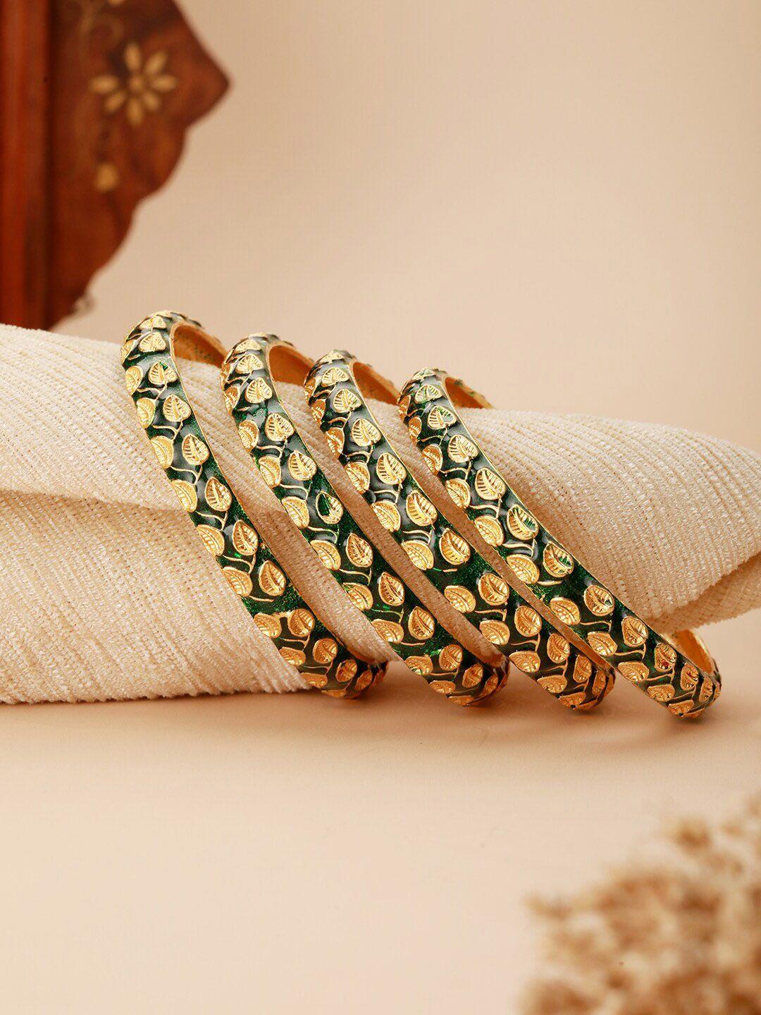 priyaasi set of 4 gold-plated leaf design bangles
